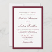 Modern Burgundy Border Wedding Einladung (Vorderseite)