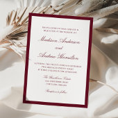 Modern Burgundy Border Wedding Einladung