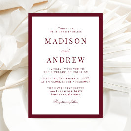 Modern Burgundy Border Wedding Einladung