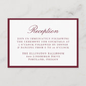 Modern Burgundy Border Wedding Reception Begleitkarte (Vorderseite)