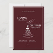 Modern Burgundy Champagne Tower Wedding Invitation Einladung (Vorderseite)