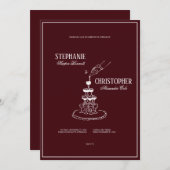 Modern Burgundy Champagne Tower Wedding Invitation Einladung (Vorne/Hinten)