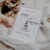 Modern Burgundy Champagne Tower Wedding Invitation Einladung