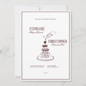 Modern Burgundy Champagne Tower Wedding Invitation Einladung (Vorderseite)