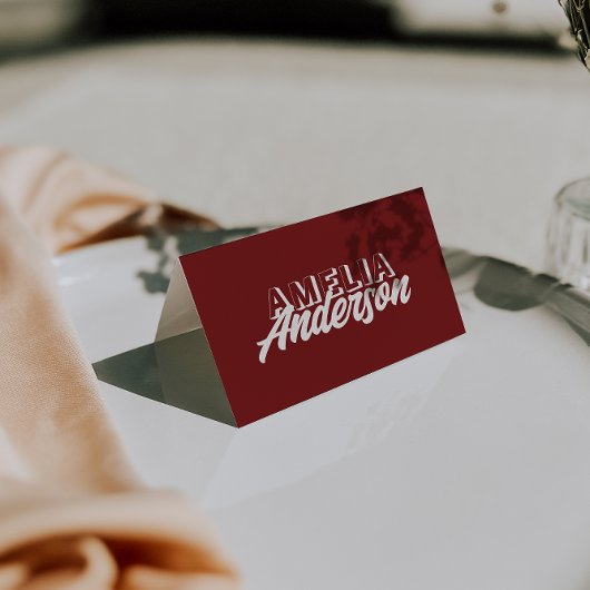 Modern Burgundy Cream Unique Wedding Place Cards Tischnummer