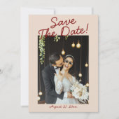 Modern Burgundy Cream Whimsical Photo Wedding Save The Date (Vorderseite)