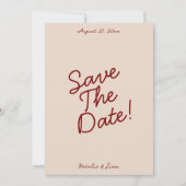 Modern Burgundy Cream Whimsical Unique Wedding  Save The Date (Vorderseite)