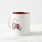 Modern Burgundy Flowers Zweifarbige Tasse (Vorderseite Links)