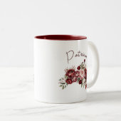 Modern Burgundy Flowers Zweifarbige Tasse (VorderseiteRechts)