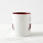 Modern Burgundy Flowers Zweifarbige Tasse (Mittel)