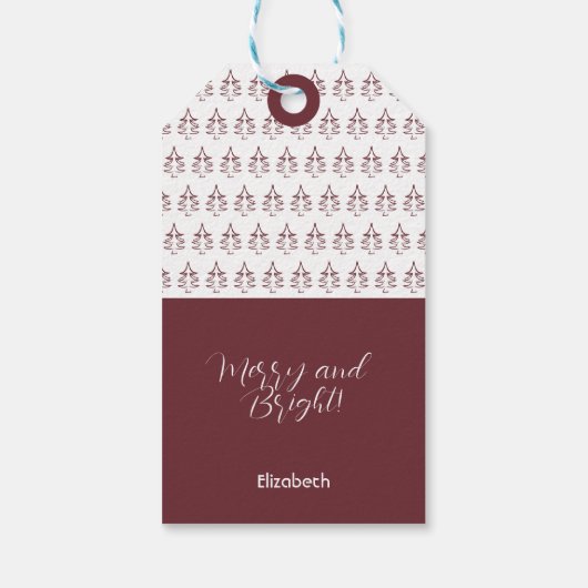 Modern Burgundy Frohe Weihnachtsbaum Geschenkanhänger (Rückseite)