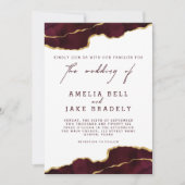 Modern Burgundy Gold Agate Hochzeitseinladung Einladung (Vorderseite)