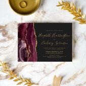 Modern Burgundy Gold Agate Hochzeitseinladung Einladung