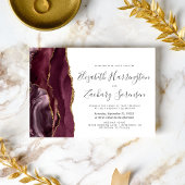 Modern Burgundy Gold Agate Hochzeitseinladung Einladung