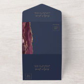 Modern Burgundy Gold Agate Navy Blue Wedding All In One Einladung (Außenbereich)