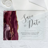 Modern Burgundy Gold Agate Save the Date Card Acryleinladungen