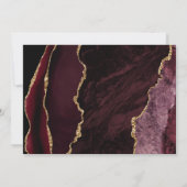 Modern Burgundy Gold Agate Save the Date Card Einladung (Rückseite)