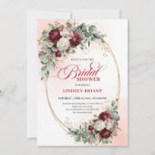 Modern Burgundy Gold Frame Bridal Shower Invite Einladung (Vorderseite)