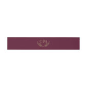 Modern Burgundy Gold Leaf Wedding Monogram Einladungsbanderole (Flach)