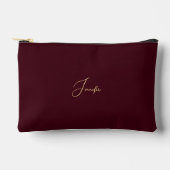 Modern Burgundy Gold Monogram Travel Cosmetic Golf Zubehörtasche (Vorderseite)