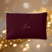 Modern Burgundy Gold Monogram Travel Cosmetic Golf Zubehörtasche