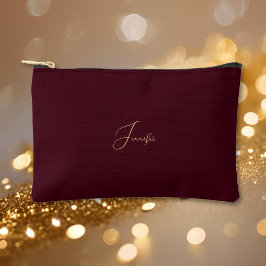 Modern Burgundy Gold Monogram Travel Cosmetic Golf Zubehörtasche