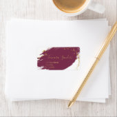 Modern Burgundy Gold Paint Strokes - Adressetikett (Insitu)