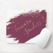 Modern Burgundy Gold Paint Strokes - Mousepad (Mit Mouse)