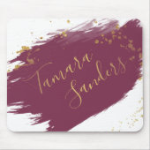 Modern Burgundy Gold Paint Strokes - Mousepad (Vorne)