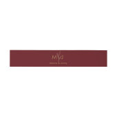 Modern Burgundy Golden Leaflet Monogram  Einladungsbanderole (Flach)