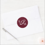 Modern Burgundy Initials Wedding  Runder Aufkleber<br><div class="desc">Modern Burgundy Wedding Classic Round Sticker</div>
