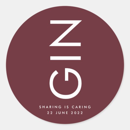 Modern Burgundy Maroon Monogram Liquor Flasche Runder Aufkleber (Vorderseite)