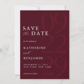 Modern Burgundy Minimalist Wedding Save The Date (Vorderseite)
