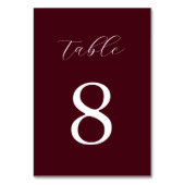 Modern Burgundy Minimalist Wedding  Tischnummer (Rückseite)