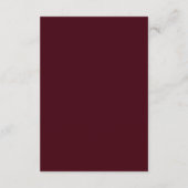 Modern Burgundy Monogram Minimalist Wedding Begleitkarte (Rückseite)
