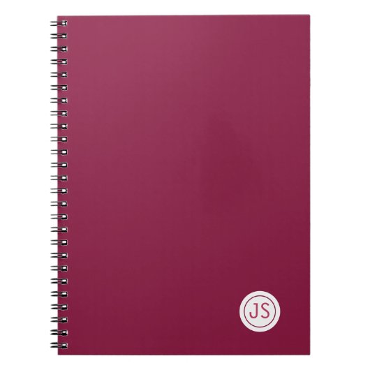 Modern Burgundy Monogram Notizblock (Vorderseite)