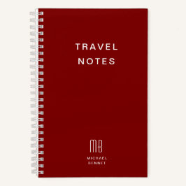 Modern Burgundy Monogram Travel Notizblock