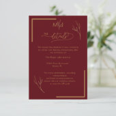Modern Burgundy Monogram Wedding Details Begleitkarte (Stehend Vorderseite)