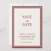 Modern Burgundy Old Money Wedding Save The Date (Vorderseite)