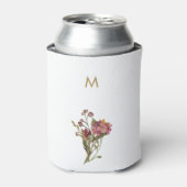 Modern Burgundy Pink Floral Watercolor Monogram Dosenkühler (Kanne Vorderseite)