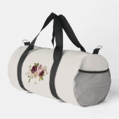 Modern Burgundy Pink Floral Watercolor Monogram Duffle Bag (Rechte Ecke)