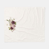 Modern Burgundy Pink Floral Watercolor Monogram Fleecedecke (Vorderseite (Horizontal))