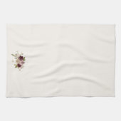 Modern Burgundy Pink Floral Watercolor Monogram Geschirrtuch (Horizontal)