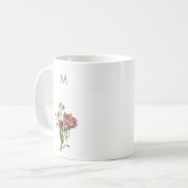 Modern Burgundy Pink Floral Watercolor Monogram Kaffeetasse (Vorderseite Links)