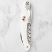 Modern Burgundy Pink Floral Watercolor Monogram Kellnermesser (Rückseite)