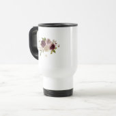 Modern Burgundy Pink Floral Watercolor Monogram Reisebecher (Vorderseite Links)