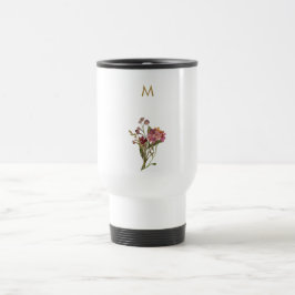 Modern Burgundy Pink Floral Watercolor Monogram Reisebecher