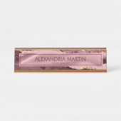 Modern Burgundy Pink Gold Glitzer Marmorstube Agat Schreibtischnamensplakette (Vorderseite )
