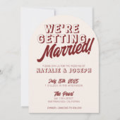 Modern Burgundy Retro Bold Arched Unique Wedding Einladung (Vorderseite)