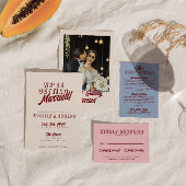 Modern Burgundy Retro Bold Funky Unique Wedding Einladung